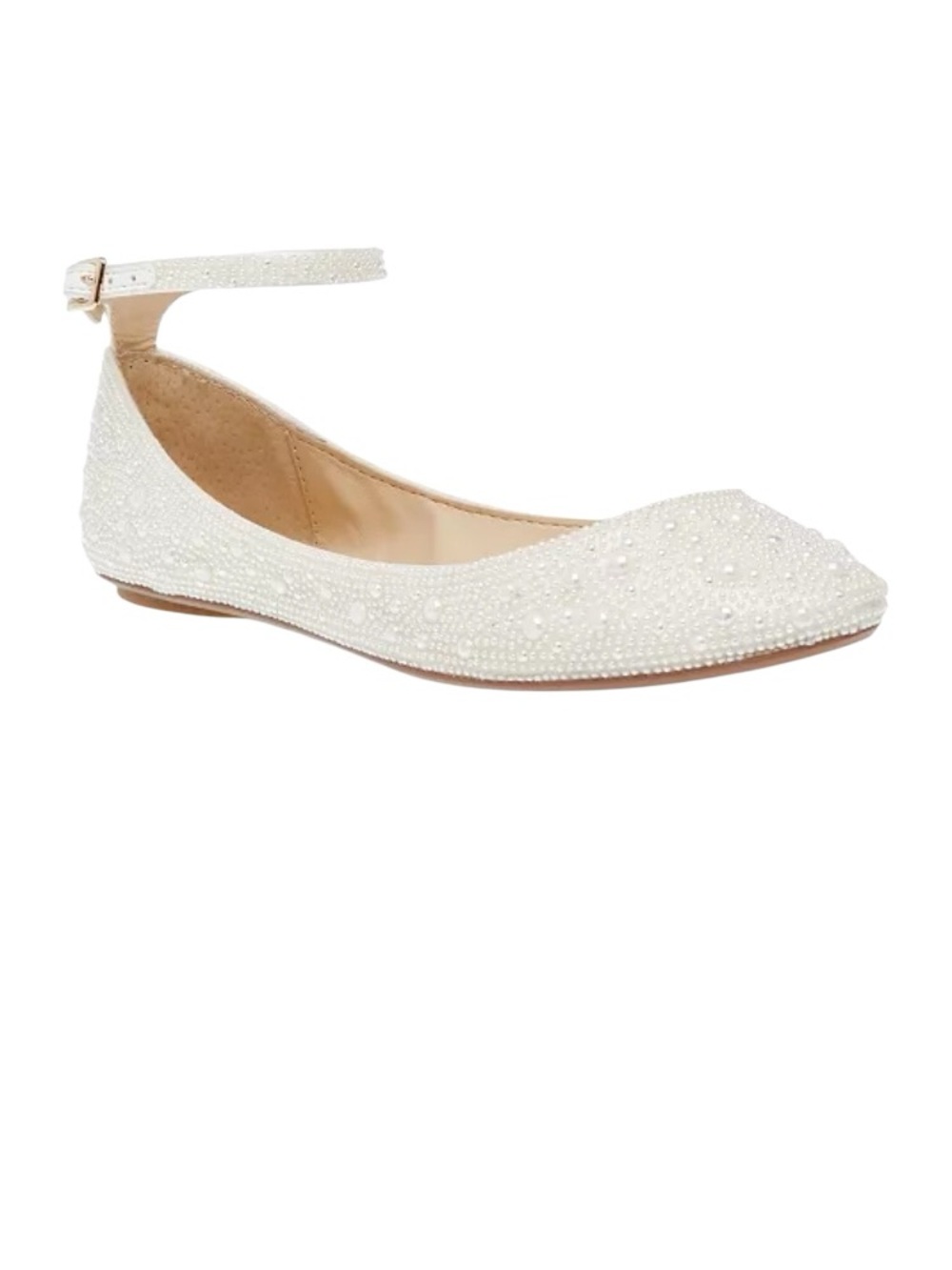 Betsey Johnson Ace Evening Ballet Flats Pearl White Women’s 6.5